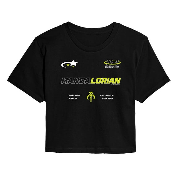 Star Wars - The Mandalorian Mando Jersey  - Juniors Cropped Short Sleeve Graphic T-Shirt