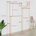 thumbnail image 3 of SSS Furniture Modern Simple Industrial Pipe Double Hanging Rods Clothing Rack, Clothes Rack Wall Mounted Heavy Duty Hanging Clothes Rack, Detachable Garment Bar 93.3X82.7inch (Gold), 3 of 8