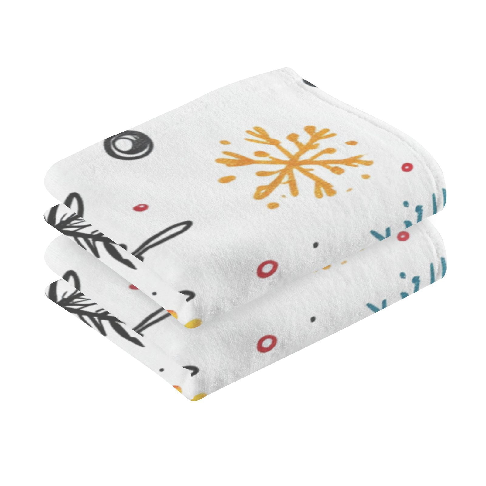 Christmas Snowflakes Hand Towels Cotton Bath Towels Large Face Towels Absorbent for Bathroom 2 Packs