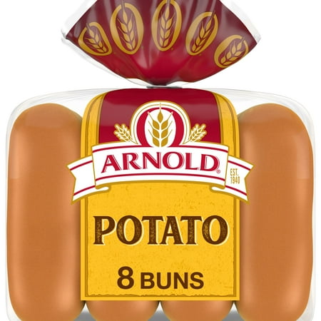 Arnold Potato Buns, 8 count, Hot Dog Buns, 16 oz Bag
