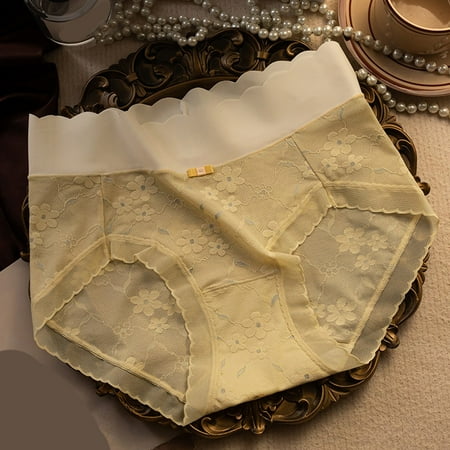 Soft Cloud Feeling Womens High Cut Feeling Pull Up Fashion Silk Panties - Yellow L