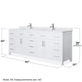 thumbnail image 5 of Wyndham Collection Beckett 84" Wood Double Bathroom Vanity in Nickel/White, 5 of 6