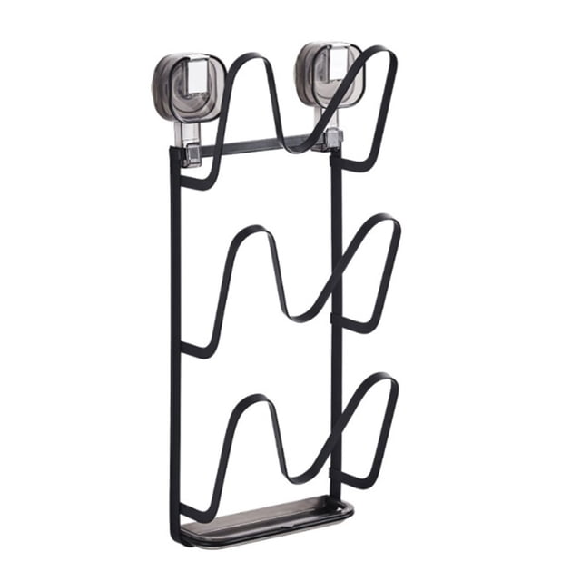 tredstone Suction Cup Pot Lid Holder Organizer Easy-to-move Kitchen Storage Rack Kitchen Accessories black