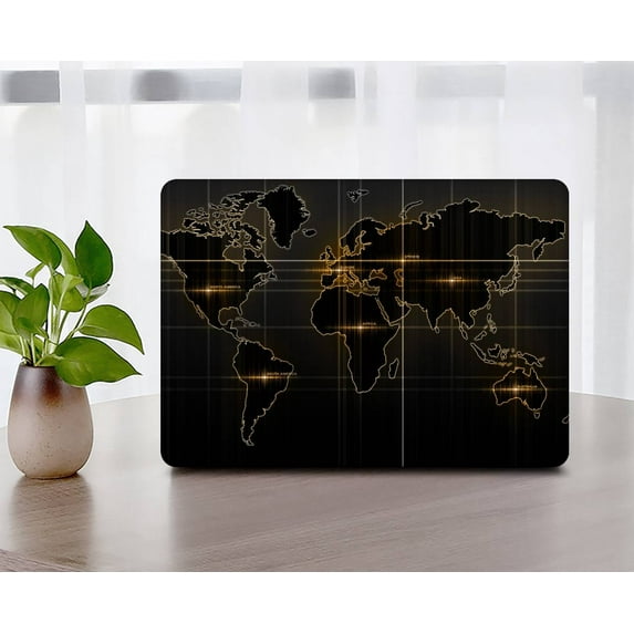 KSK KAISHEK Compatible with MacBook Pro 13 inchs Case 2016 - 2022 Released Model A1706/A1708/A1989/A2159/A2251/A2289/A2338 M1, Plastic Protective Case Hard Cover + Black Keyboard Cover, World Map 49