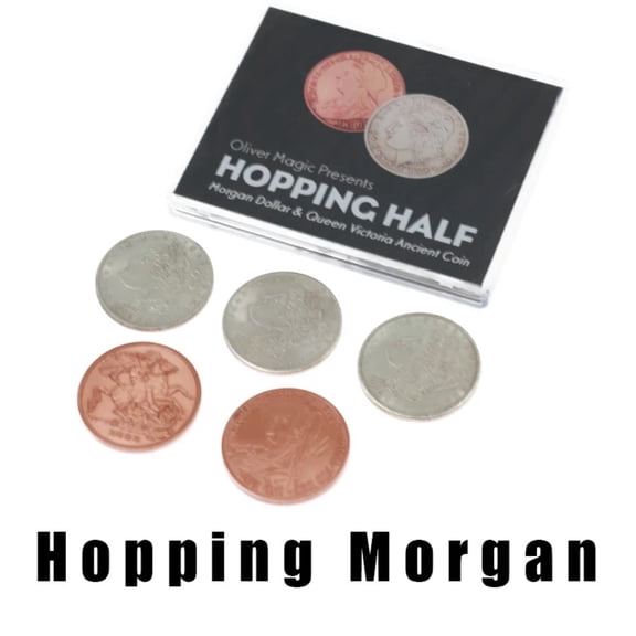 Hopping Morgan Magic Coin Trick Set  Appearing & Vanishing Illusion, Close-Up Magician Props for Beginners & Professionals