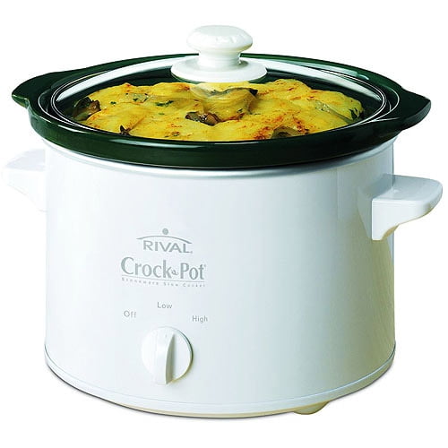 Crock Pot Slow Cooker 2.5 Qt. Capacity Glass Lid, Stoneware White