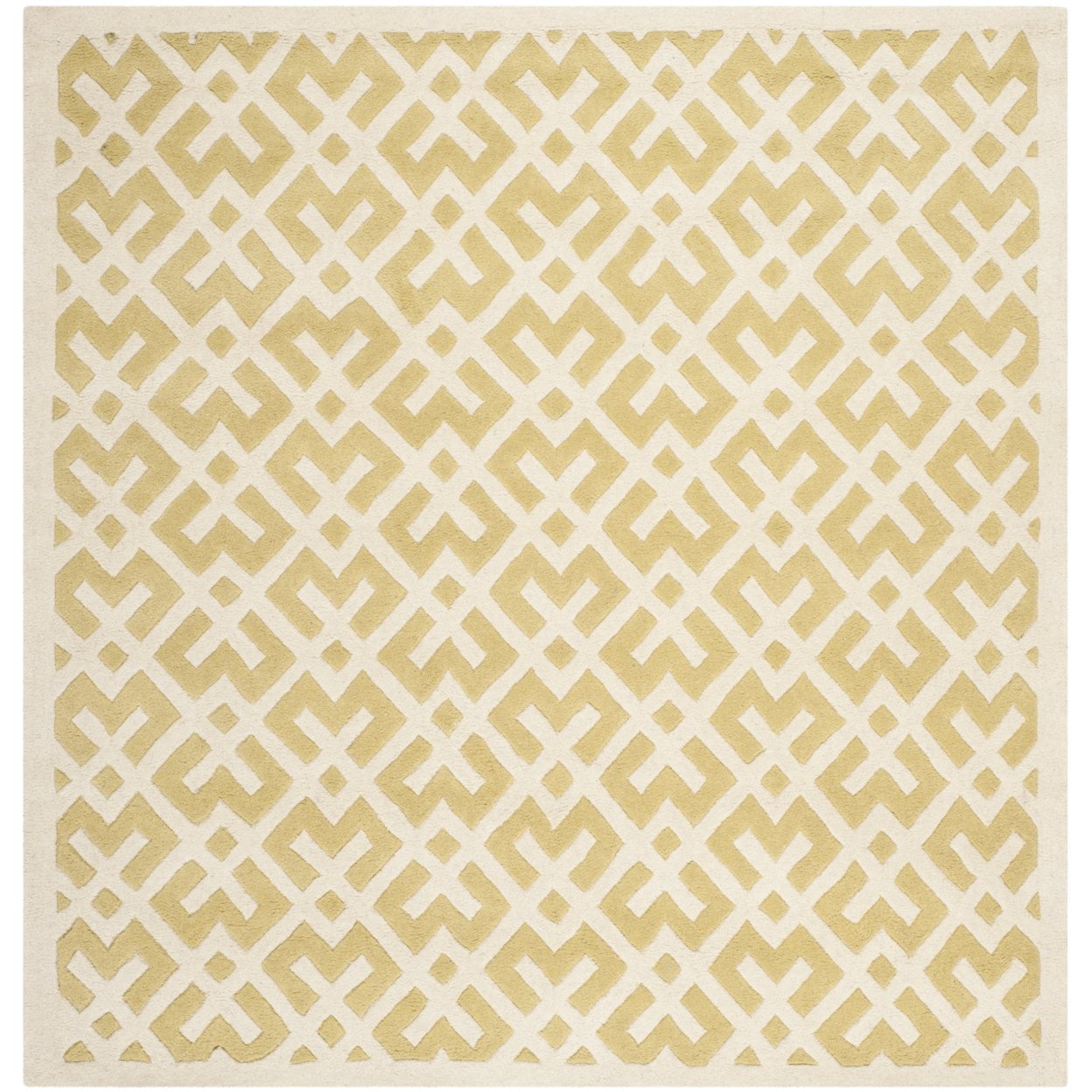 SAFAVIEH Chatham Jackson Geometric Wool Area Rug, Light Gold/Ivory, 8' x 10'