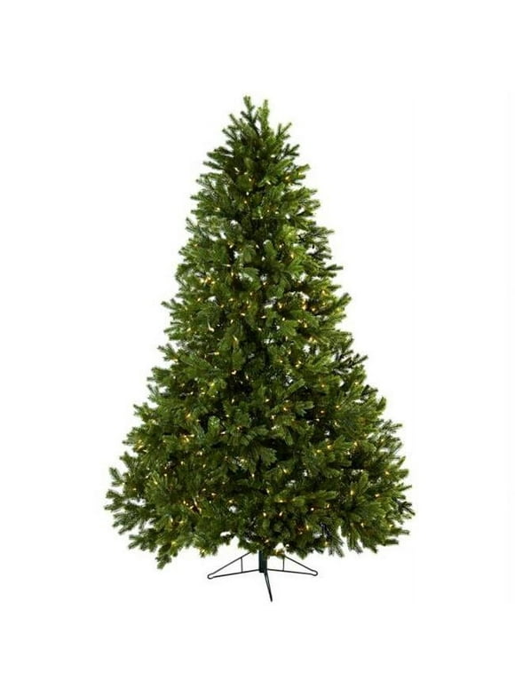 Nearly Natural Clear Prelit Incandescent Green Holiday Full Christmas Tree, 7.5'