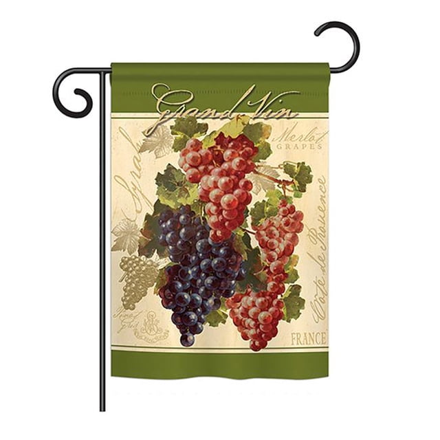 Breeze Decor BD-FT-G-117041-IP-BO-DS02-US Raisins Rouges et Violets Nourriture - Impressions de Fruits Quotidiens Drapeau de Jardin Décoratif Vertical - 13 x 18.5 Po