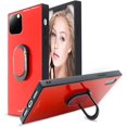thumbnail image 1 of Pour iPhone 11 Pro Max Étui Arrière en Verre Carrée avec Support Anneau Poignée Doigt Support Kickstand Étui Protectrice TPU Pare-Chocs Souple Protection Arrière en Verre pour iPhone 11 Pro Max Rouge, 1 of 6