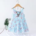 thumbnail image 4 of Spazoro Little & Big Girls A-Line Dress, 2025 New Style Sleeveless Floral Print Crew Neck Summer Dresses for Child Girls Light Blue Size 6 T, 4 of 4
