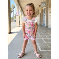thumbnail image 4 of RUINIXCW Toddler Baby Girls Back to School Outfits Kids Kindergarten Outfits First Day of School Outfit Fly Sleeve Shirt Tops Adjustable Strap Overall Shorts Set Toddler Girls Summer Clothes, 4 of 9