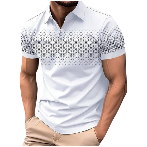 Camisas de Manga Larga para Hombres Suéter Cremallera Impresión Solapa Cuello, Blusa Casual para el Invierno
