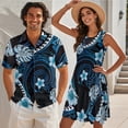thumbnail image 2 of Yuyamidu Matching Beach Outfits for Couples Hibiscus Floral Puletasi Samoan Women's Tank Dress Summer Polynesian Shirt Aloha Shirt Men Samoan Tribal Print Sundress XL, 2 of 6