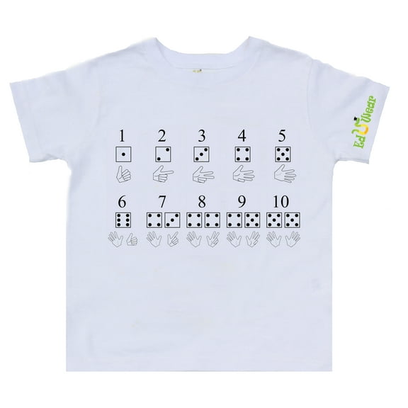 Eduwear (Unisex) Counting Interactive Educational Graphic short sleeve T-shirt (Little Girls, Little Boys)