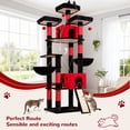 thumbnail image 4 of Globlazer 83 inch XXL Giant Cat Tree, Heavy Duty Tall Cat Tower for Large Indoor Adult Cats, Multi-Level Large Cat Condo with 8 Scratching Posts, 2 Cat Caves & 3 Platforms,Gothic, 4 of 7