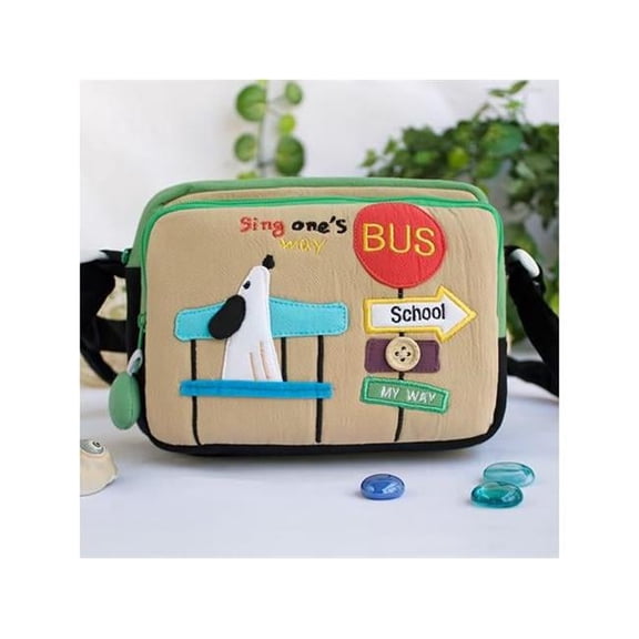 7.1 x 5.3 x 3.7 in. Sing My Way - Embroidered Applique Swingpack Bag Purse  Wallet Bag & Shoulder Bag