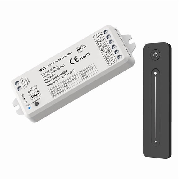 Tuya LED Dimmer 12-36V 2CH with 2.4G Wireless Remote Control LED Strip Controller for Single Color LED Strip