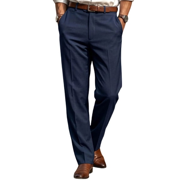 hotojiny Mens Dress Pants Classic Fit Straight Leg Stretch Slacks Comfort Pleated Khaki Pants Casual Business Golf Pants for Work