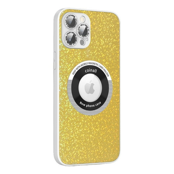 ELEHOLD for iPhone 14 Plus, Compatible with MagSafe Case,Slim Shockproof Silicone Bling Glitter Full Cover Lens Protection Hard PC Case Cover, yellow