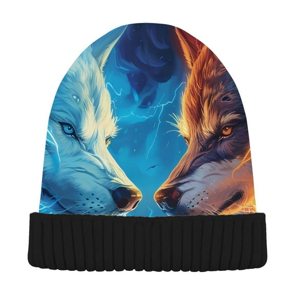 joogoo Artistic Wild Wolfs Animal Beanie Hats Men Women Cuffed Skull Cap Winter Warm Knit Thick Beanies