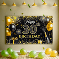 thumbnail image 6 of Black Background Golden Glitter Happy 30th Birthday Banner Party Supplies Backdrop Photography Props for Birthday Party Celebration Decorations Balloon Event Photo Booth, 6 of 7