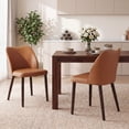thumbnail image 4 of Modern PU Leather Side Chairs with Cushioned Seat and Wooden Legs , Upholstered Dining Room Chairs Set of 6 for Kitchen, Café or Restaurant – Lightbrown, 4 of 11
