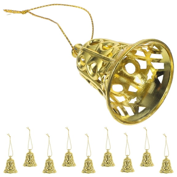 Homoyoyo 12Pcs Golden Bell Christmas Tree Ornaments Plastic Holiday Decorations for Xmas Home Party