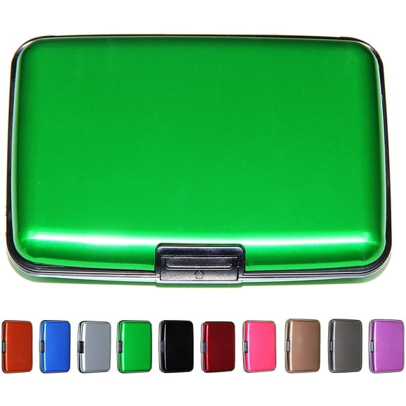 Aluminum RFID Blocking Credit Card Holder for Men & Women, Cool Slim Metal Business Card Case (Green)