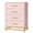 Pink, variant on Accreate Wooden 4 Drawer Bedroom Dresser Compact Chest With Modern Metal Handles Durable Mdf Construction Elegant Textured Finish For Clothes Storage Organization Stylish Practical Design