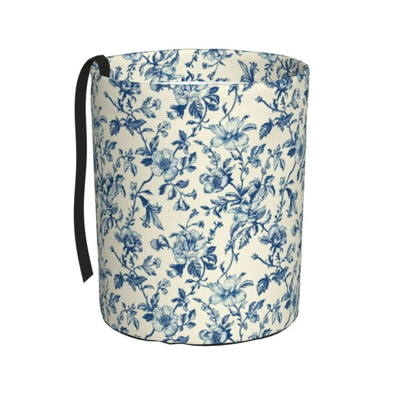 Kdxio Vintage Blue Floral Car Trash Can Garbage Car Accessories Trash Can Car Waste Bin for for Driver and Passenger Any Vehicle