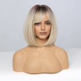 thumbnail image 2 of Short Bob Wig With Bangs,Shoulder Length Wigs for Women Short Wavy Women's Wigs Natural Looking Heat Resistant Synthetic Wigs for Daily Use A9, 2 of 6