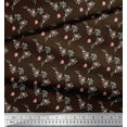 thumbnail image 2 of Soimoi Brown Cotton Duck Fabric Flower Bud Floral Print Sewing Fabric Yard 42 Inch Wide, 2 of 3