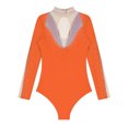 thumbnail image 6 of YONGHS Womens Glittery Gymnastics Dance Leotard Sheer Mesh Ballet Bodysuits Top Latin Dancewear Orange XL, 6 of 7