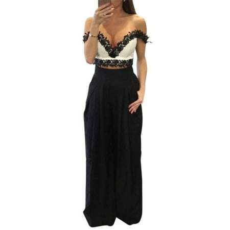 Blue Stretch Pants - Women Wide Leg High Waist Loose Chiffon Palazzo Long Pants Flared Trousers Casual Plus Size