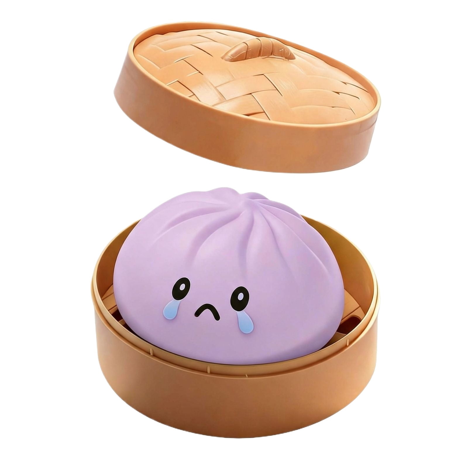 Cute Squishy Dumpling Large with Steamer, Squishy Dumpling Doll with Cute Expressions, Silicone Bun Sensory Fidget Dolls, Hand Pinching Decompression Dolls