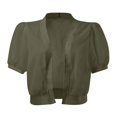 thumbnail image 4 of Women Puff Sleeve Bolero Open Front Summer Cropped Sheer Jackets Cardigan Sun Protection Shirts for Women Uv Shirts for Women, 4 of 8