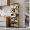 thumbnail image 5 of LUVODI 6-Tier Open Standing Ladder Bamboo Shelf Adjustable Bookshelf Display Solid Storage Shelves, 5 of 9