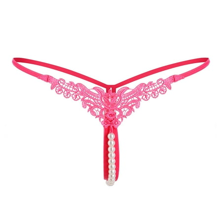 Hamky Womens Underwear Thongs for Women Ladies Pants Briefs Thong Underwear G-String Women Thong Lady Lace Cotton Underwear Seamless Underwear Hot Pink One Size
