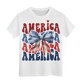thumbnail image 4 of TOOYOU 4th Of July Girls T Shirts Short Sleeve Tee Letter Print Crewneck T-Shirt Casual Fit Basic Top Summer Cool Patriotic Top For Girls Size 10-11 Years White, 4 of 4