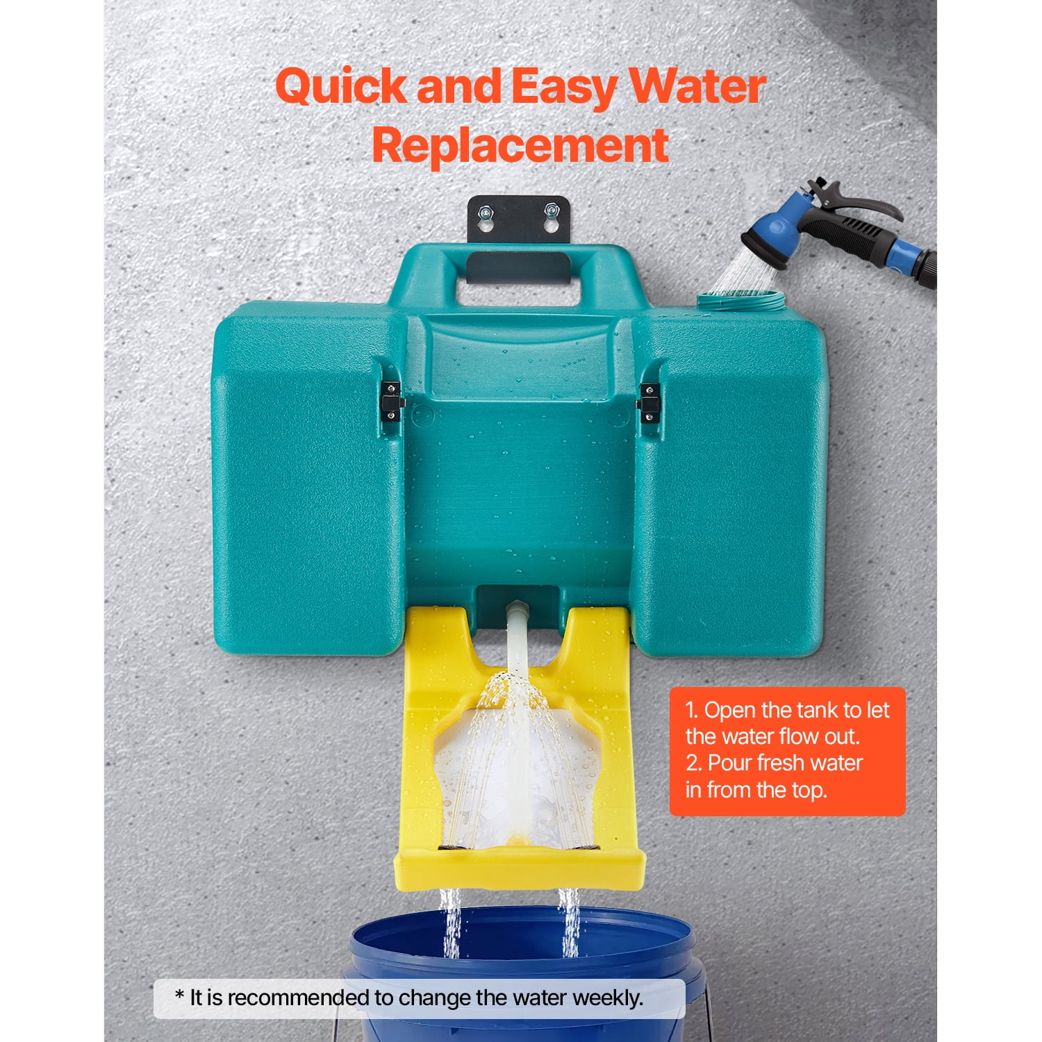KFFKFF Mobile Eye Rinse Station, 8 Gallons, Compliant with OSHA Standards, Wall or Flat Surface Installation, Emergency Eye Rinse Device with Dual Sprays, Essential Safety Equipment
