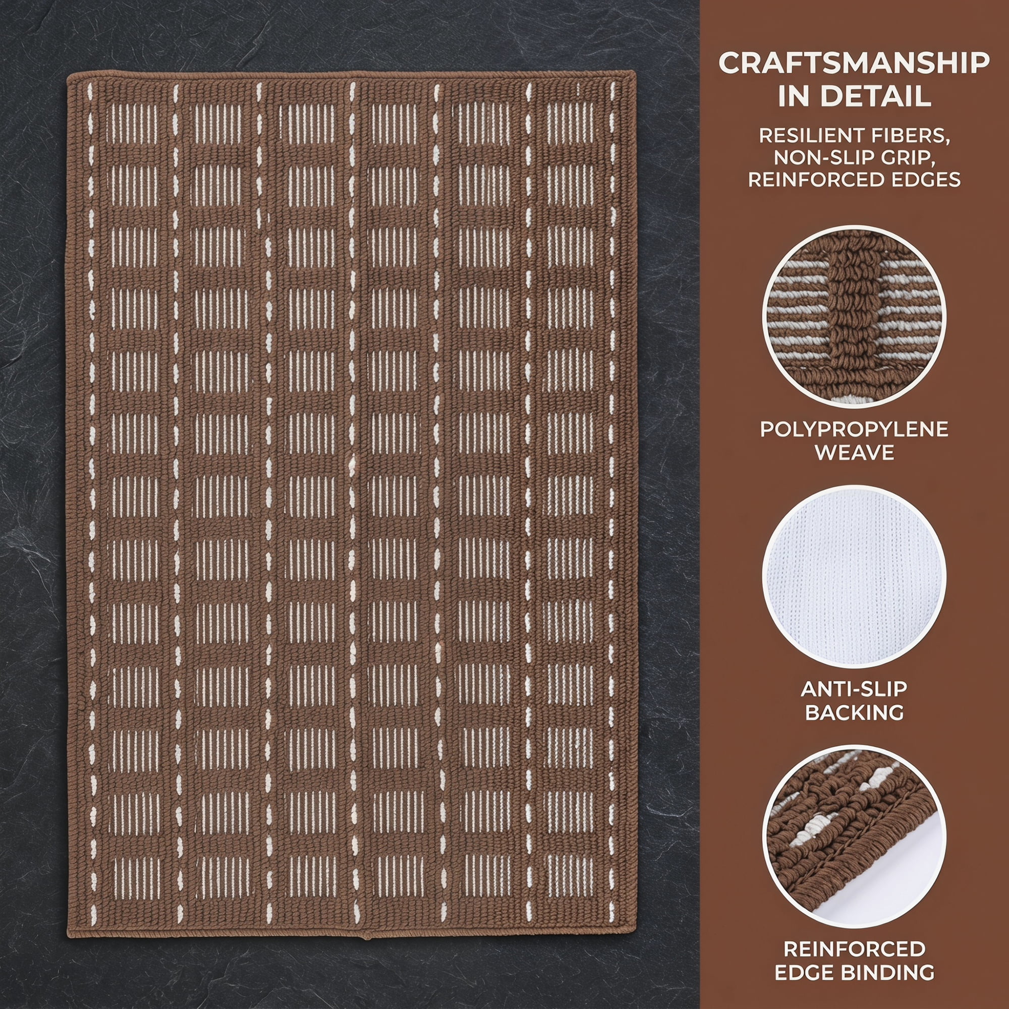 Unique Bargains Waterproof Non-Slip Entryway Rug Welcome Mat Bark Brown 32" x 20"
