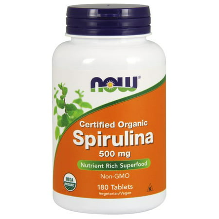 NOW Spirulina Foods (certifié biologique) 500 mg 180 Comprimés