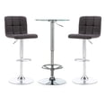 thumbnail image 2 of Powell Sherman 3-Piece Metal and Glass Pub Table Set, Brown Faux Leather, 2 of 6