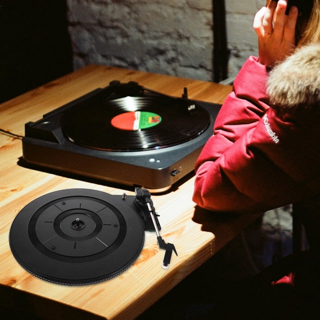WRITWAA Small Gramophone Movement Record Player Retro Vinyl Player Black Plastic Clear Sound For Music Listeners 1Pack
