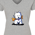 thumbnail image 4 of Inktastic KiniArt Westie with Bone Women's V-Neck T-Shirt, 4 of 5