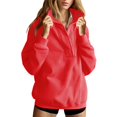 thumbnail image 2 of Sweatshirt for Women Oversized Long Sleeve Henley Neck Pullover Casual Fall 2025 Fashion Tops Button Drawstring Hoodies, 2 of 7