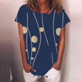 thumbnail image 1 of Femmes Été Impression Poches Chemise à Manches Courtes Tunique Décontractée Tops Blouse, 1 of 3