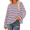 thumbnail image 4 of Ofreoo Women's Fashion Long Sleeved Top Striped Knitted T-shirt Loose Fitting T-Shirt Free People Dupe Deal of the Week, 4 of 5