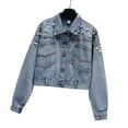 thumbnail image 6 of FRSASU Jean Jacket Women Trendy Embellished Button Down Vintage Western Trucker Jacket Long Sleeve Coat Blue, 6 of 9